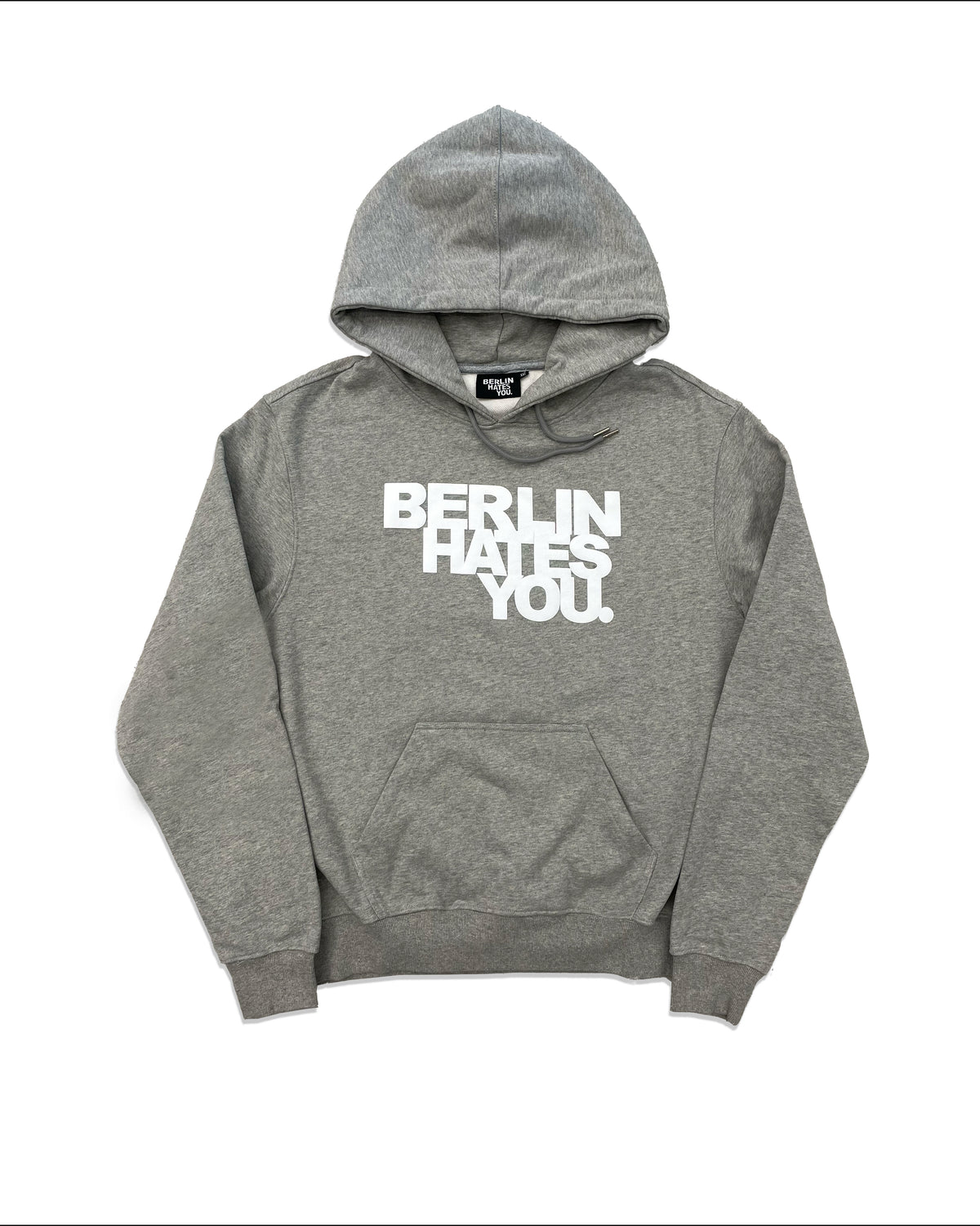 BERLIN HATES YOU. GREY WHITE PUFFER PRINT